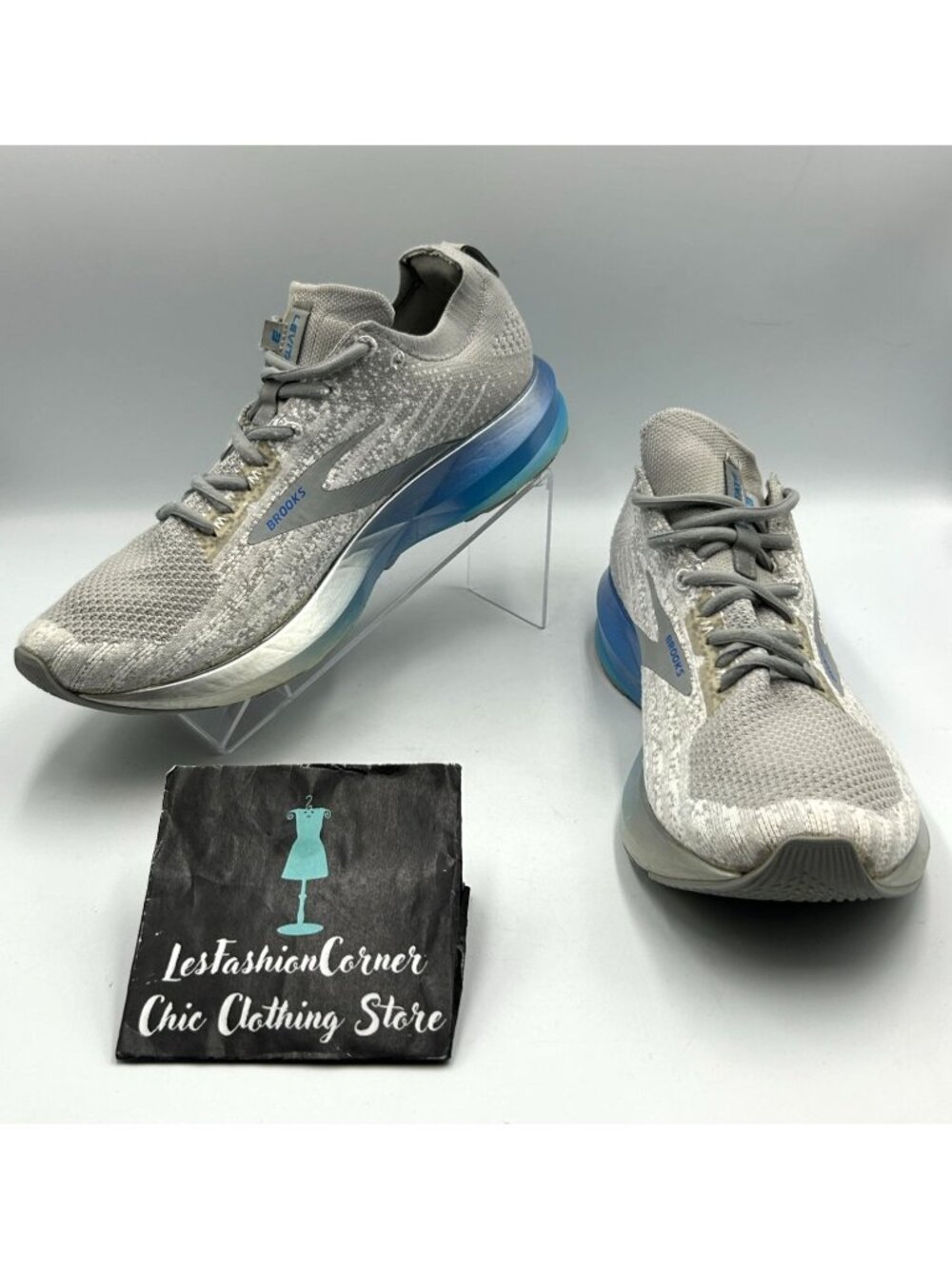 Brooks Men's Gray  Blue Mesh Levitate 3 Lightweight Running Shoes  Size 10 3411